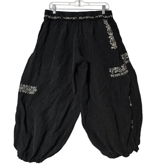 Anthropologie Embroidered Parachute Pants Black Womens Size Medium Boho Festival - Picture 5 of 11